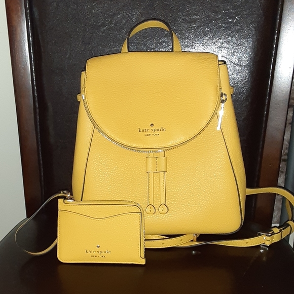 Kate Spade Sunflower Leila Backpack w/card wristlet wallet